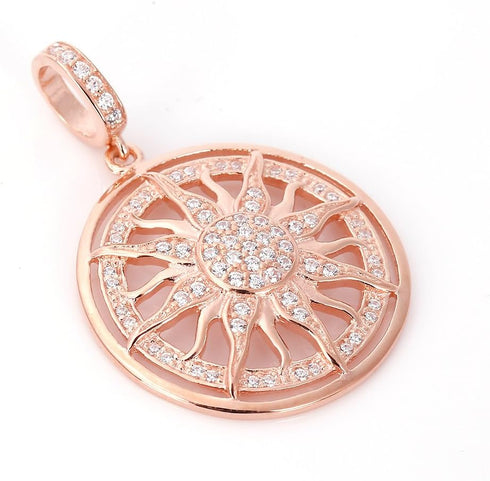 Rose Gold Sun Charms 925 Sterling Silver Dangle Charms with Clear CZ for Pandora 3mm Snake Chain Bracelet...