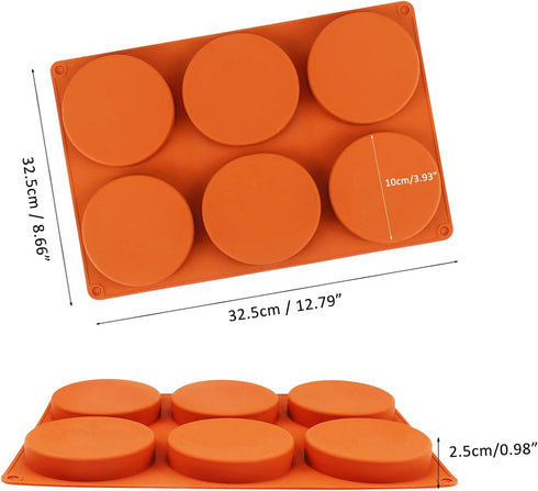 Palksky Silicone Molds for Baking (2 Pack)6-Cavity Large Round Disc Mold/English Muffins Pan/Resin Coaster Mold Non-Stick for Hamburger Chocolate ...