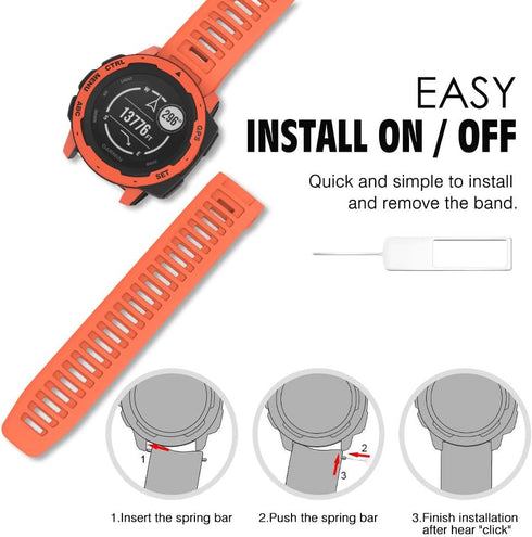 MoKo Watch Strap Compatible with Garmin Instinct Esports/Solar/Tactical/Tide Military Watch,Soft Silicone Adjustable Replacement Band Fit Garmin I...