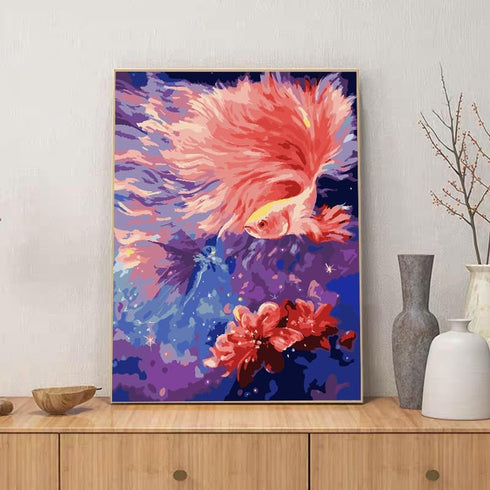 ZRIZQ Paint by Number for Adults Beginners,Animal Paint by Numbers Kits on Canvas,Goldfish DIY Oil Painting Acrylic Paints for Home Wall Art Decor...