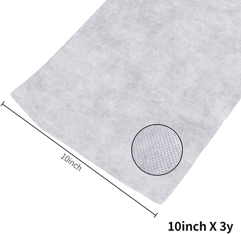 Wash-Away Water Soluble Stabilizer 10" x 3 Yard Light Weight DGQ Non Woven Wash Away Machine Embroidery Topping Embroidery Stabilizer Backing for ...