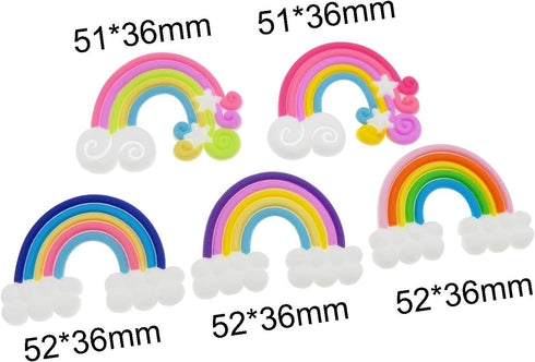 50pcs Assorted Cute Rainbow Slime Charms Clouds Ornaments Flat Back Charms for DIY Scrapbooking Crafts Accessories...