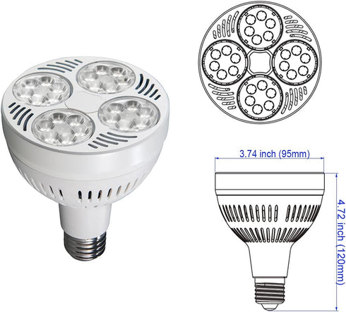 LED PAR30 Spotlight 35W 2900 Lumen 10000K 45° Cool White for Jewelry Lighting for Commercial Lighting...