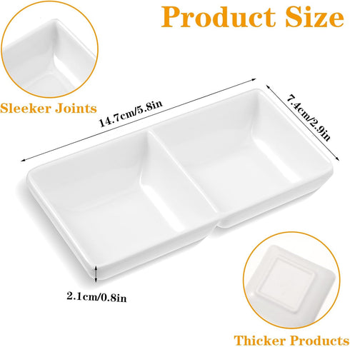 16 PCS sauce dish,Wet & Dry Double Layer Dipping Bowl, Large Capacity Sauce Dipping Cup for Restaurant Kitchen Dining Room (White)...