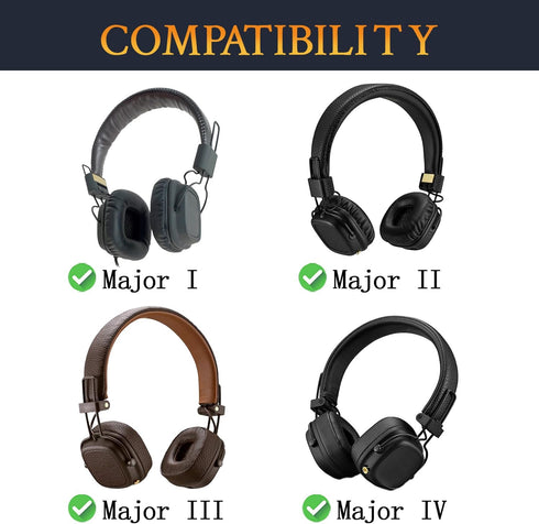 SOULWIT Cooling Gel Replacement Ear Pads Cushions for Marshall Major I/II/III/IV ANC Bluetooth Wireless/Wired Headphones, for Major 1/2/3/4 Headse...