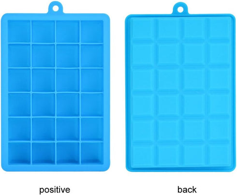Ice Cube Tray, Silicone Square Ice Trays Easy Release Stackable Ice Cube Mold with Removable Lid, 24 Cavity (2 Pack, Sky Blue)...