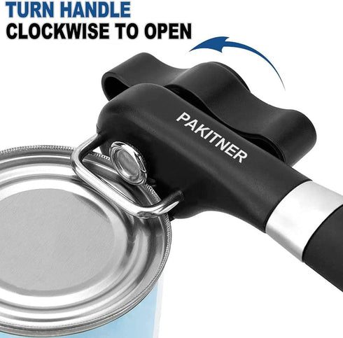 PAKITNER- Safe Cut Can Opener, Smooth Edge Can Opener - Handheld Easy Turn Knob, Manual Can Opener, Ergonomic Smooth Edge, Food Grade Stainless St...