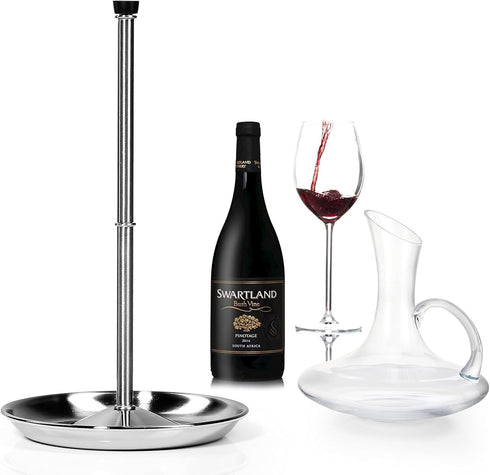 Wine Decanter Drying Stand with Silicone Head to Prevent Scratches-Detachable Shelf Decanter Rack Holder with Drip Catching Base, Decanter and Win...