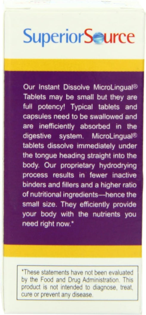 Superior Source No Shot Vitamin B12 Cyanocobalamin (1000 mcg), B6, Folic Acid, Quick Dissolve MicroLingual Tablets, 60 Count, Increase Energy, Hea...