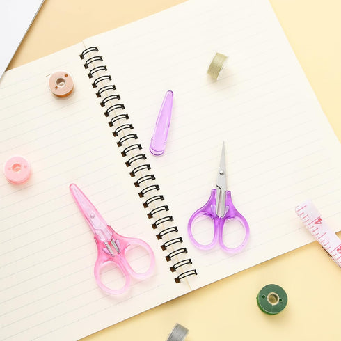 2 Pcs Small Scissors All Purpose Precision Stainless Steel Detail Scissors with Protective Cover Mini Sharp Craft Scissors Straight Fine Tips Sewi...