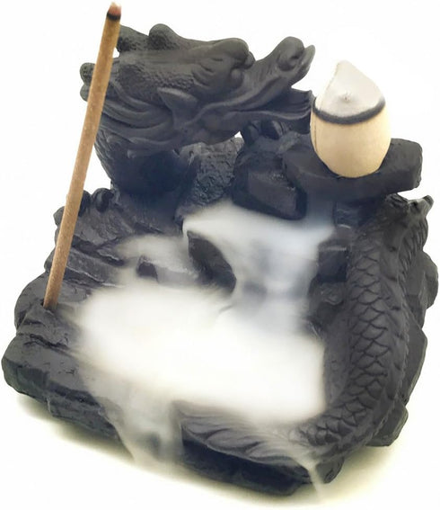OTOFY Mythical Dragon Backflow Incense Holder Figurine Incense Burner Holder Gothic Home Decor (Chinese Dragon)...