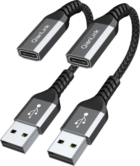 USB C Female to USB Male Adapter (2-Pack),Type C to USB A Charger Cable Converter for iPhone 15 14 13 12 11 Pro Max Plus, Samsung Galaxy Note 20 S...