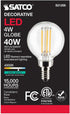 Satco 4-Watt LED E12 Light Bulb, 4000K, 15000 Hour Rating, Dimmable...