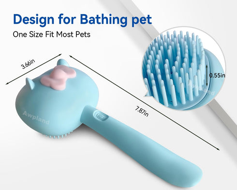 Dog & Cat Brush, Soft Dog Shampoo Dispenser Brush Dog Shower Brush for Bathing, Deep Cleaning Cat Grooming Supplies for Short and Long Hair Dogs a...