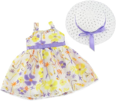 Emily Rose 14 Inch Doll Lovely Spring/Summer Chiffon Easter Dress with White Hat | Compatible with American Girl Wellie Wishers | 14-in Doll Cloth...