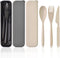 Large Reusable Utensils Set with Case, 3 Sets Portable Camping Utensils Spoons and Forks Set, Wheat Straw Travel Cutlery Set for Lunch Box School ...