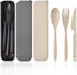 Large Reusable Utensils Set with Case, 3 Sets Portable Camping Utensils Spoons and Forks Set, Wheat Straw Travel Cutlery Set for Lunch Box School ...