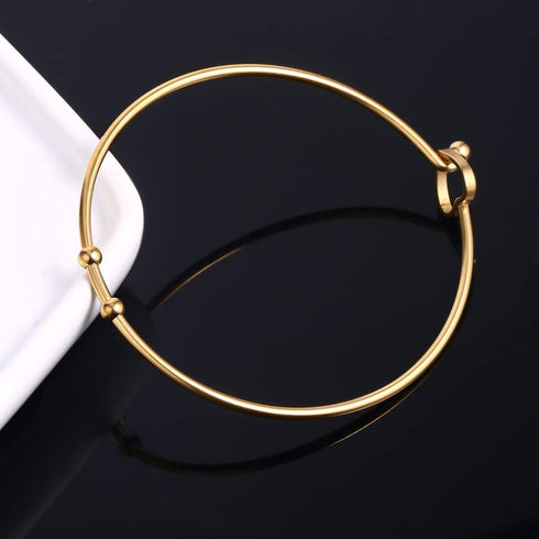 ALEXCRAFT Wholesale 6PCS 14K Gold Stainless Steel Bracelet Bangle Open Blank Wire Charm Bangle Bulk for Jewelry Making...