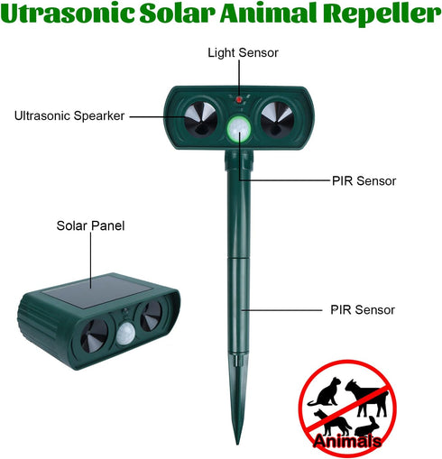Dark Green Solar - Garden - Tool, IPX8 Waterproof Machine for Outdoor, Auto Tool Tool Set Work on Cat Rabbit, etc...