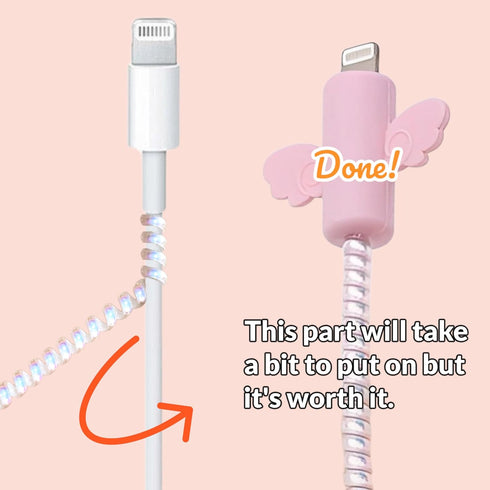 Cable Protector for iPhone Charger, Silicone Charger Protector Set - Cute Cable Cover Silicone Charger Case for 18W/20W iPhone Charger, Pink Heart...