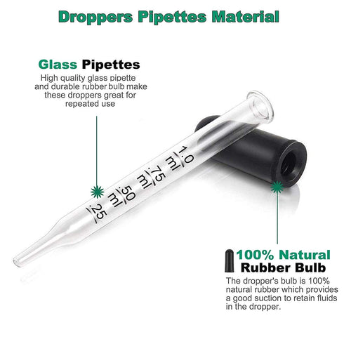 1ml Glass Pipette Dropper Graduated Eye Dropper for Liquid Medicine Essential Oil Laboratory, 20 Pack...