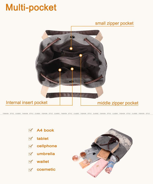 Women Printing Canvas Shoulder Bag Casual Hand Bags Purse Retro Tote Bags...