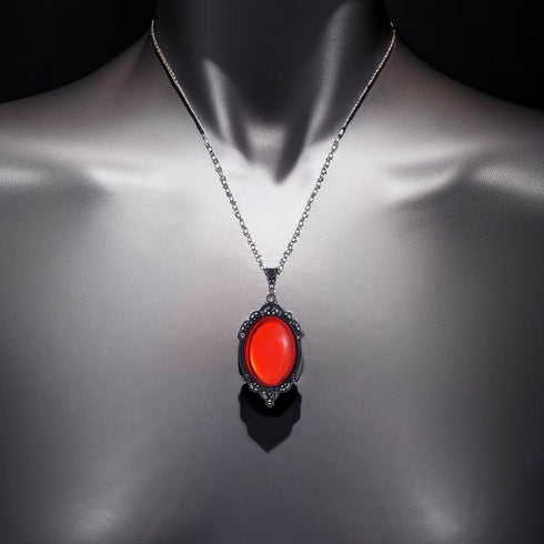 MIFYNN Gothic Stardust Crystal Cameo Necklace Red Purple Crystal Pendant Necklace Vintage Satan Demon Halloween Jewelry for Women...