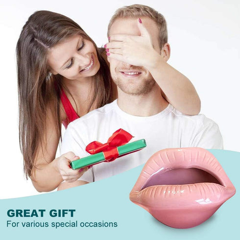 Ceramic Lip Shape Ashtray Cigarette Ash Holder Smoking Accessories Lips Storage Decoration Ashtray Figurines Tabletop Ornaments Creative Cigar Ash...