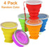 4 Pack Silicone Collapsible Cup with Lid - Ideal for Campers and Travel Enthusiasts - Collapsible Coffee Cup for Convenient Drinking - Camping Cup...