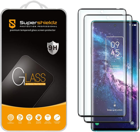 Supershieldz (2 Pack) Designed for TCL 20 Pro 5G Tempered Glass Screen Protector, (Full Cover) (3D Curved Glass) Anti Scratch, Bubble Free (Black)...
