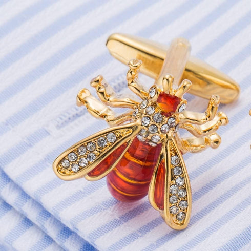 Bee Cufflinks for Men, Crystal Bumblebee Cufflinks, Hornet Wasp Bee Cuff Links, Honey Bee Shirt Tuxedo Cufflinks, Punk Animal Cufflinks French Cuf...