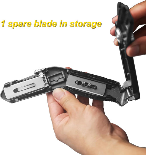 XW Retractable Carpet Knife with Twist-lock Design, Heavy Duty Zinc Alloy Knife with Blade Storage, Extra 5 Blades Included....