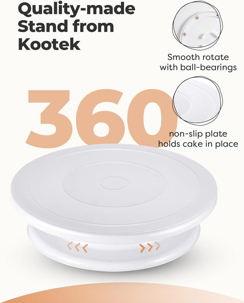 Kootek Cake Stand, 11 Inch Rotating Cake Turntable for Decorating, Display & Baking, Smooth Revolving Spinner Stand (White)...