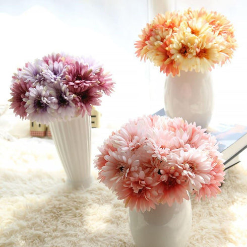 Artificial Gerbera Flower Artificial Daisy Flowers Bride Bridesmaid Holding Flowers 7 Stems Silk Daisies Flower Wedding Bouquet Living Room Office...