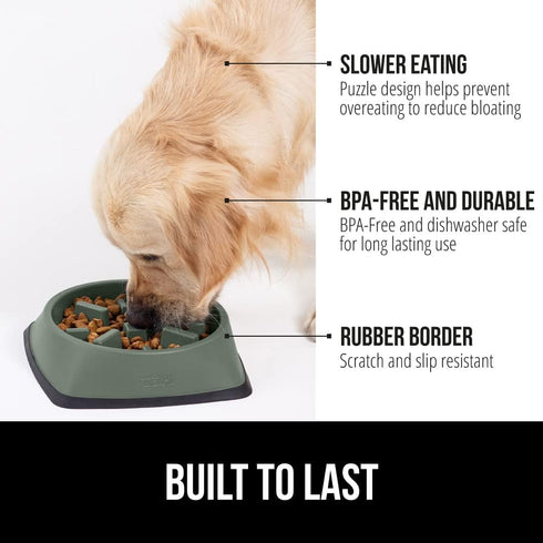 Gorilla Grip Slow Feeder Dog and Cat Bowls, Interactive Puzzle Toy for Dogs and Cats Food Training, Keeps Pets Busy and Prevents Puppy Overeating,...
