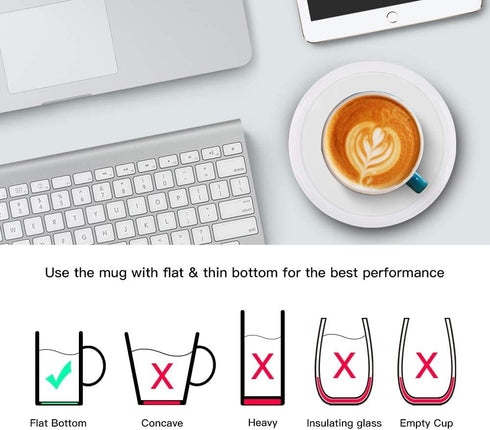 BESTINNKITS White Smart Coffee Auto On/Off Gravity-Induction Mug Office Desk Use, Candle Wax Cup Warmer Heating Plate (Up to 131F/55C), Middle…...
