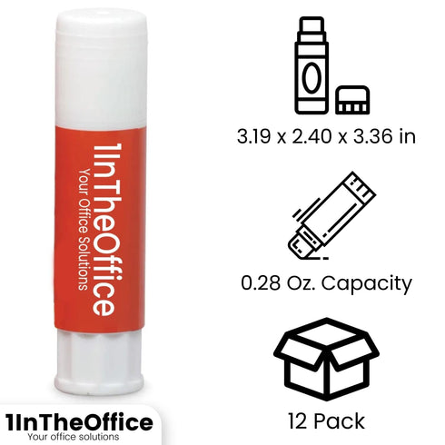 1InTheOffice Clear Glue Stick for Kids, Glue Sticks, All Purpose School Glue Sticks, Washable Glue Sticks, Clear Stick Glue 0.28 oz, (12 Pack)...