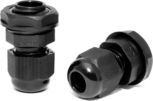 10 Pcs 1/4" NPT Nylon Cable Glands, IP68 Waterproof Adjustable Cord Grip Cable Connector Strain Relief Wire Protectors for 4-6mm Cable Diameter, B...
