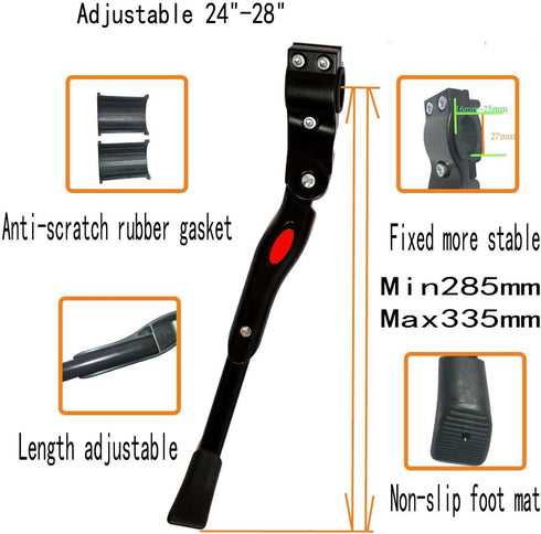 Bike Kickstand-Adjustable Rear Side Aluminium Alloy Kickstand Fits for 24" 26" 27.5" 29" 700C Bike Kick Stand for Mountain Bike Road Ebike Bicycle...