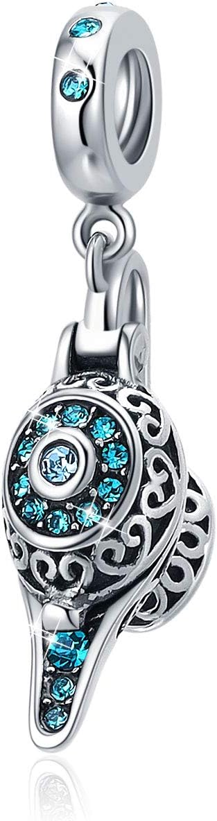 Magic Lamp Charms 925 Sterling Silver Crystal Pendants fit Pandora Bracelet Necklace...
