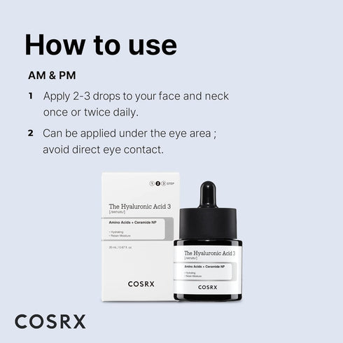 COSRX Pure Sodium Hyaluronic Acid 3% Serum, Hydration & Moisture Boosting Facial Serum for Fine Lines & Wrinkles, Plump & Repair Dry Skin, 0.67fl....