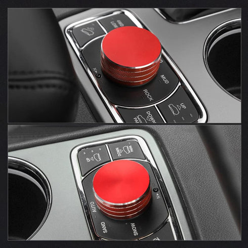 LECART for Jeep Grand Cherokee Accessories 2014-2021 Central Multimedia 4WD Switch Knob Cover Aluminum Alloy Red 1 Pack...