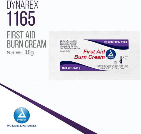 Dynarex First Aid Burn Cream - Burn Ointment For Minor Cuts, Wounds, Burns - Single Dose Water-Based Formula with Benzalkonium Chloride - For Medi...