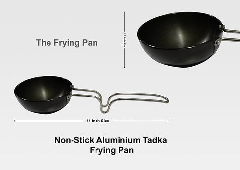Khandekar Hard Anodized Tadka Pan, Nonstick Mini Fry Pan, Spice Roasting Pan, Vagharia with Long Handle - 11 inch (27.5 cm)...