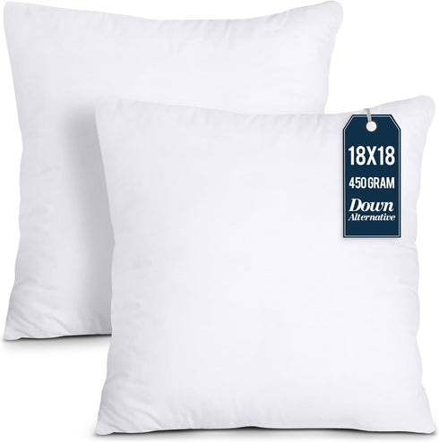 Utopia Bedding Throw Pillows Insert (Pack of 2, White) - 18 x 18 Inches Bed and Couch Pillows - Indoor Decorative Pillow...