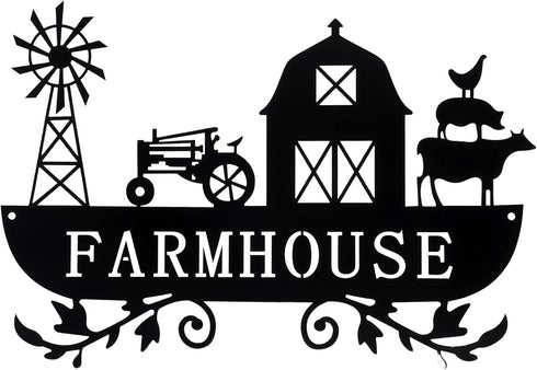 Ferraycle Metal Farmhouse Kitchen Decor Rustic Farm Sign Windmill Barn Tractor Animal Decor for Nursery Country Decorations Christmas Gift for Fat...