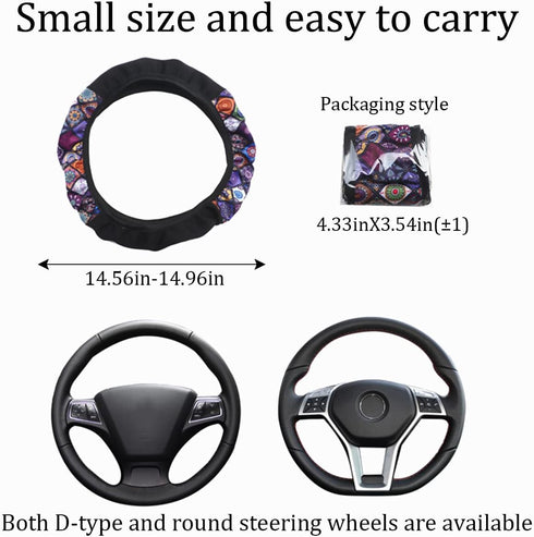 Car Steering Wheel Cover, Soft Breathable Anti-Slip Auto Steering Wheel Protector Fit 15 Inch, Universal Vehicle Interior Accessories for Cars, SU...