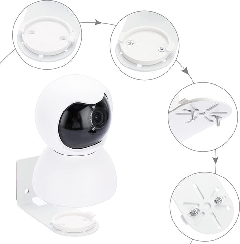 Sumnacon 3PCS Wall Mount Camera Shelf- Metal Small Wall Shelf with Adhesive,Universal Small Floating Shelf for Security Cameras, Speakers,White...