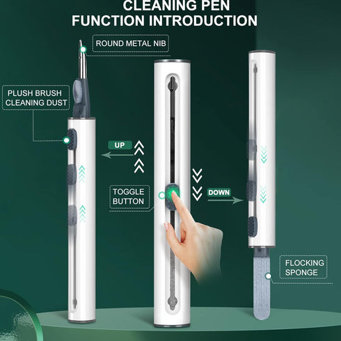 Airpod Earbud Cleaner Kit,3 in 1 Multi-Function Earpod Cleaning Pen with Soft Brush & Cleaning Putty for Earphones Phone Headphones,Electronics Cl...