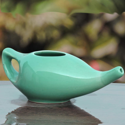 HealthGoodsIn Ceramic Neti Pot for Sinus, Premium Grade, Dishwasher Safe, Holds 225 Ml. Water - Turquoise Color...
